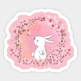 Cherry Blossoms Bunny Sticker